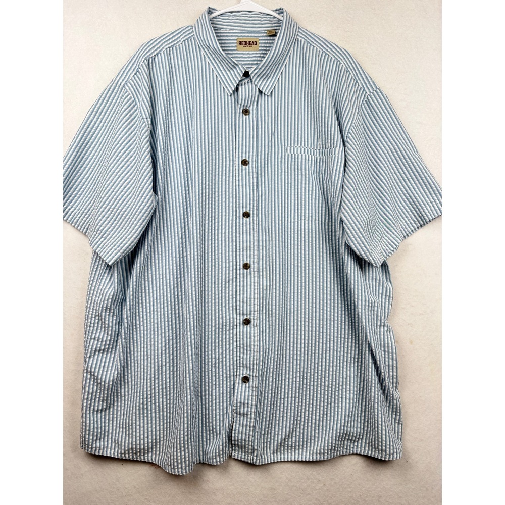 Redhead Seersucker‎ Shirt Mens 3XL Short Sleeve Button Down